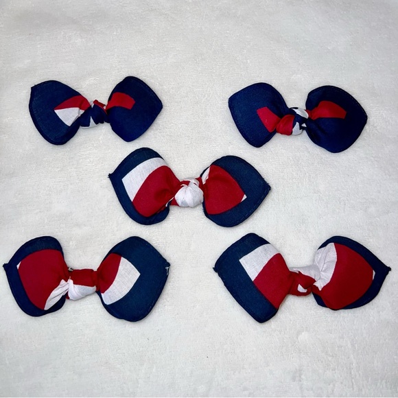 Patriotic Stars and Stripes Bandana Knotted Hair Bow - Picture 9 of 11